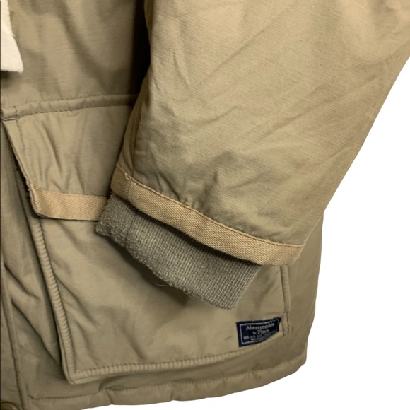 Abercrombie & Fitch Beige Winter Parka Heavy Down Drawstring Coat Size M - Picture 9 of 13